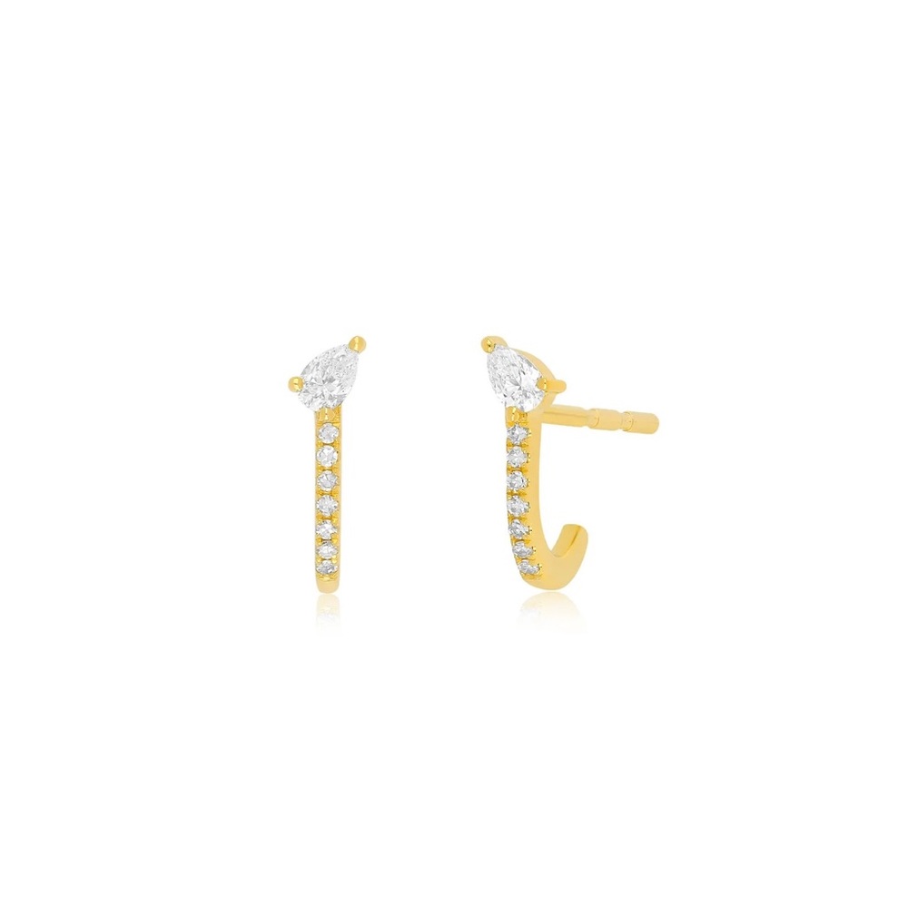 EF Collection Pear-fect Diamond Huggie Hoop Earrings